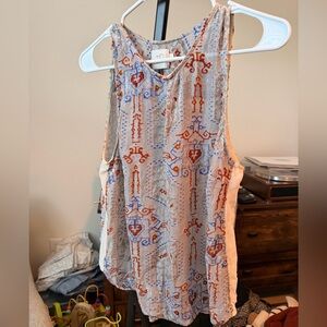 HD in Paris Sleeveless Top - Blue and Orange Pattern